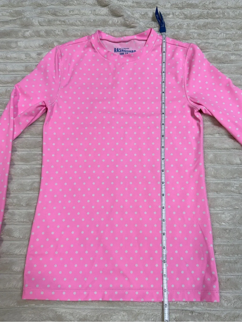 Crewcuts by J.Crew: Girls Pink Polka Dot Long Sleeve Rashguard, Size 12